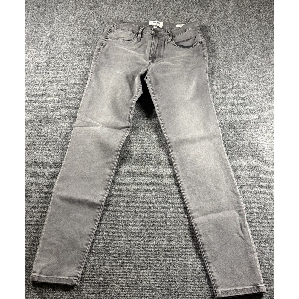 Frame Le High Skinny Jeans Womens 27 Gray Smithson High Rise Stretch Denim